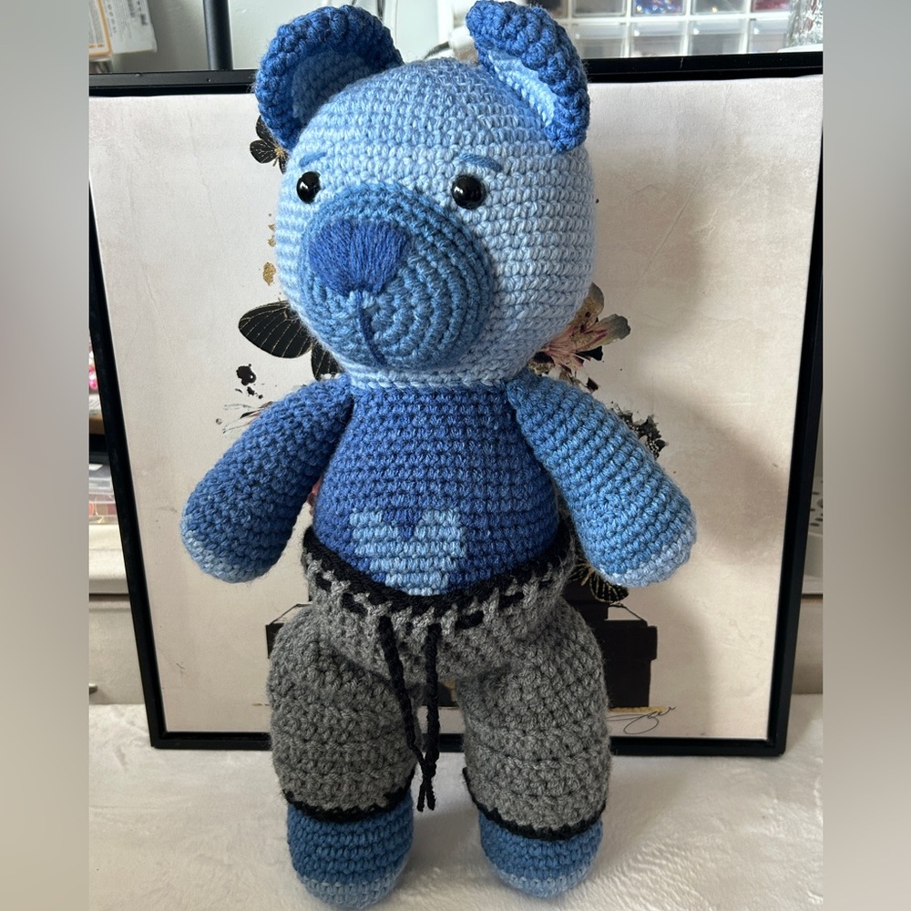 Crochet Teddy Bear with Pants - Handmade